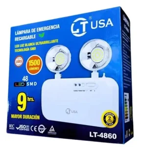 Lámpara de emergencia LED LTUSA LT-4860 12W, 1500 lúmenes, 48 LED SMD y autonomía de hasta 9 horas