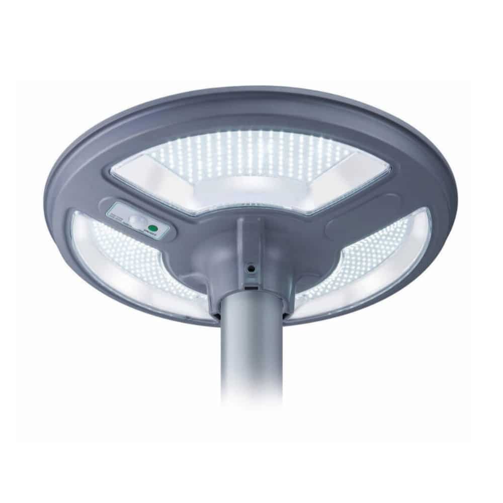 Farola solar LED de alta eficiencia para parques y áreas residenciales, con diseño moderno y funcionamiento mediante energía solar.