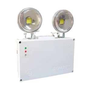 Luz de emergencia LED Opalux 40W IP65 con doble reflector ajustable, iluminación de 1200 lúmenes y luz blanca fría de 6500K. Ideal para rutas de evacuación, comercios, oficinas e instalaciones industriales.