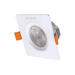 Spot LED empotrable cuadrado 7W Decorluz color blanco, ideal para iluminación interior en hogares, oficinas, pasillos y espacios comerciales.