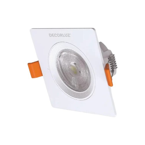 Spot LED empotrable cuadrado 7W Decorluz color blanco, ideal para iluminación interior en hogares, oficinas, pasillos y espacios comerciales.