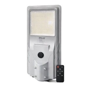 Luminaria LED Solar 500W OPALUX OP-SL913-500CW con panel solar integrado, control remoto, luz blanca 7500K-8500K, 6000 lúmenes, protección IP66 e IK08 para alumbrado público y exteriores