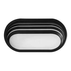 Aplique Oval Lines LED 20W hermético IP65 color negro, diseño ovalado moderno para iluminación de paredes, fachadas y exteriores