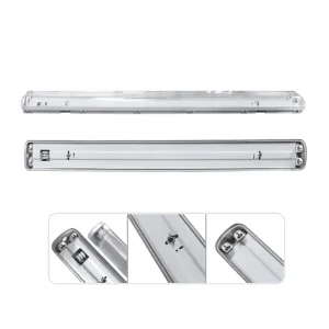 Luminaria hermética Slim OPALUX 2x18W modelo OP-PC236SLM, cubierta de policarbonato, protección IP65 para tubos LED de 120 cm