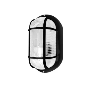 Aplique tortuga con rejilla E27 Lightech color negro, ideal para iluminación de paredes, pasillos, patios, cocheras y exteriores