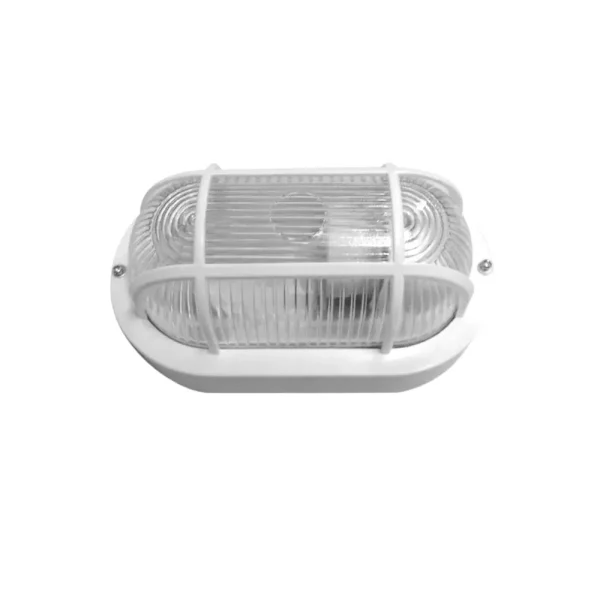 Aplique tortuga E27 Lightech con rejilla protectora y acabado negro, ideal para iluminación en exteriores, patios, pasadizos, garajes y fachadas