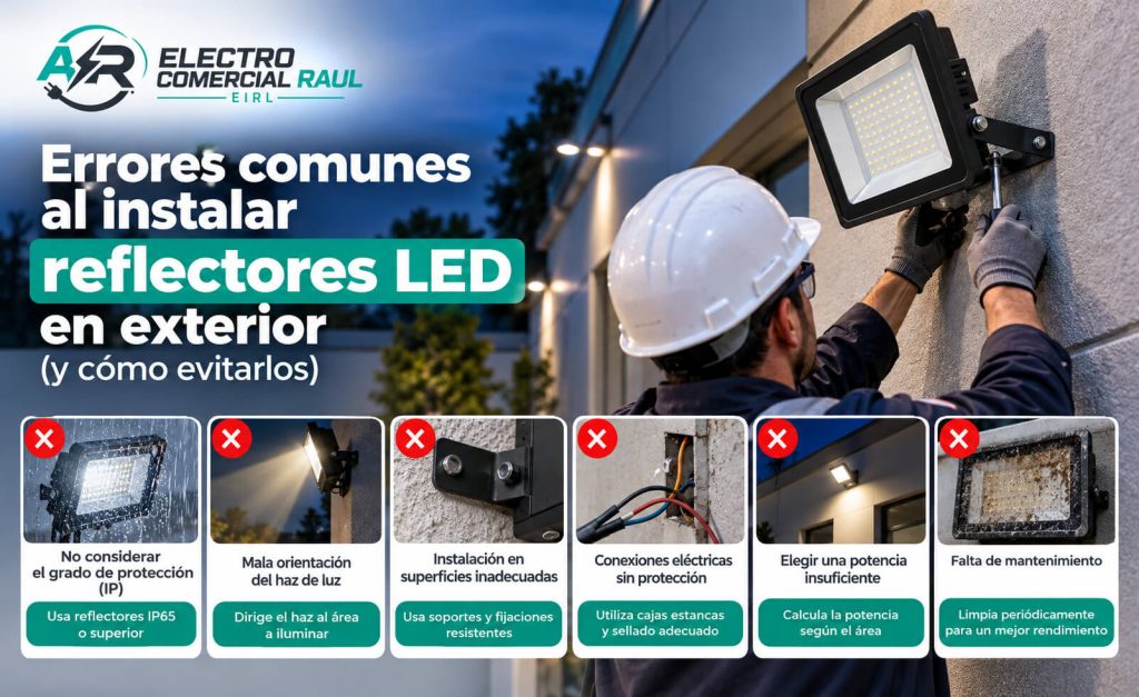 Errores comunes al instalar reflectores LED en exterior