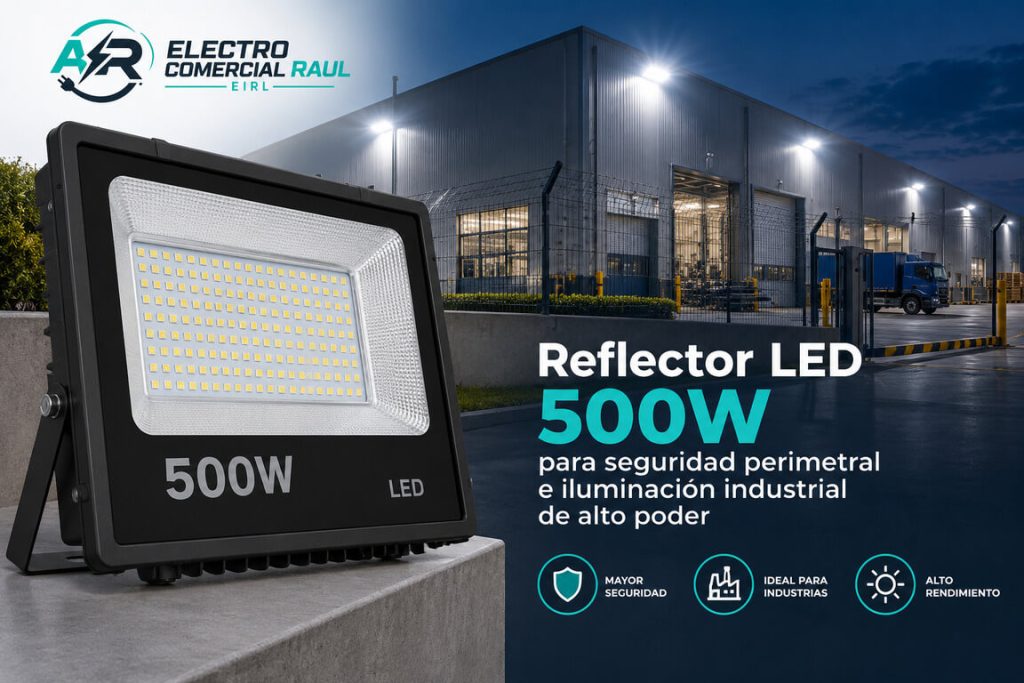 Reflector LED 500W para seguridad perimetral e iluminación industrial de alto poder