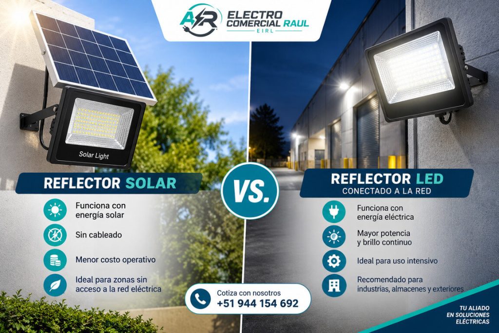 Reflector solar vs. reflector LED conectado a la red